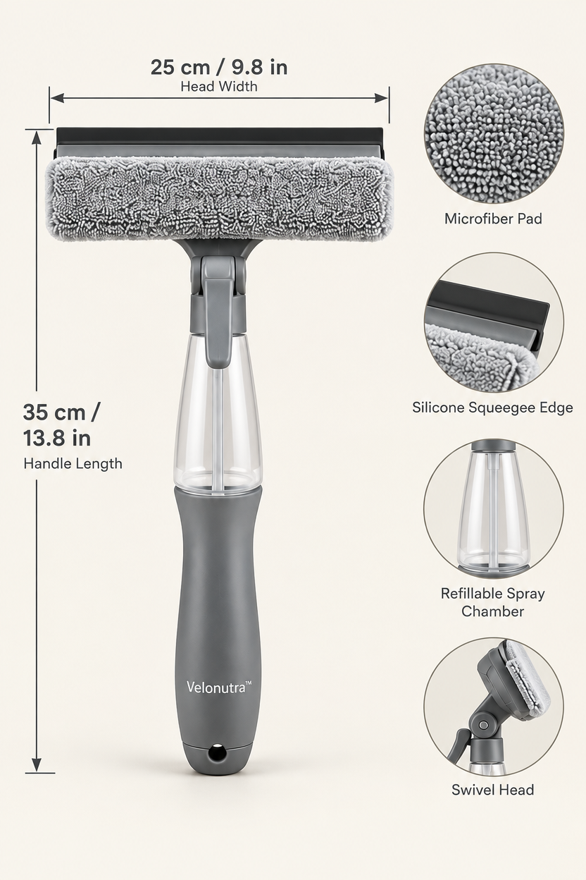 Velonutra™ Multi-Function Car Window Cleaning Tool structure and material details