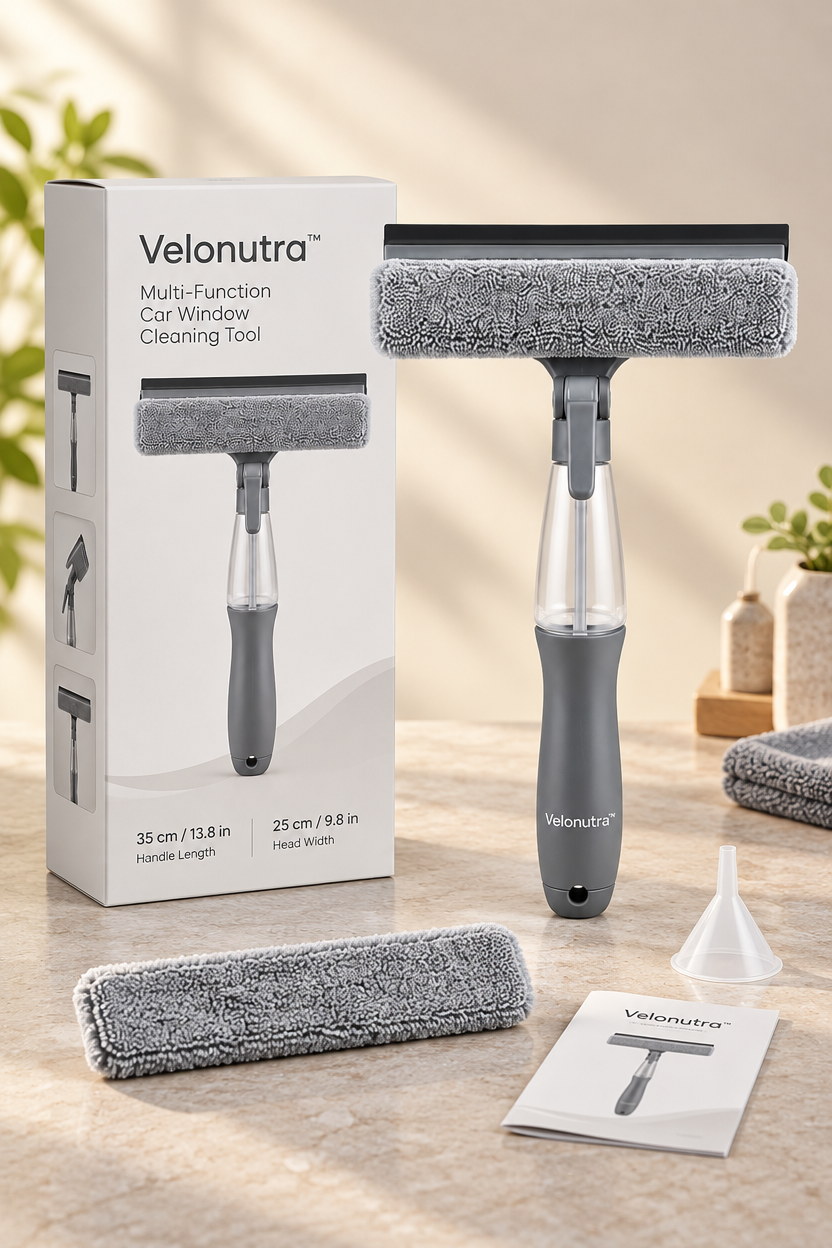 Velonutra™ Multi-Function Car Window Cleaning Tool final packaged vehicle lifestyle scene