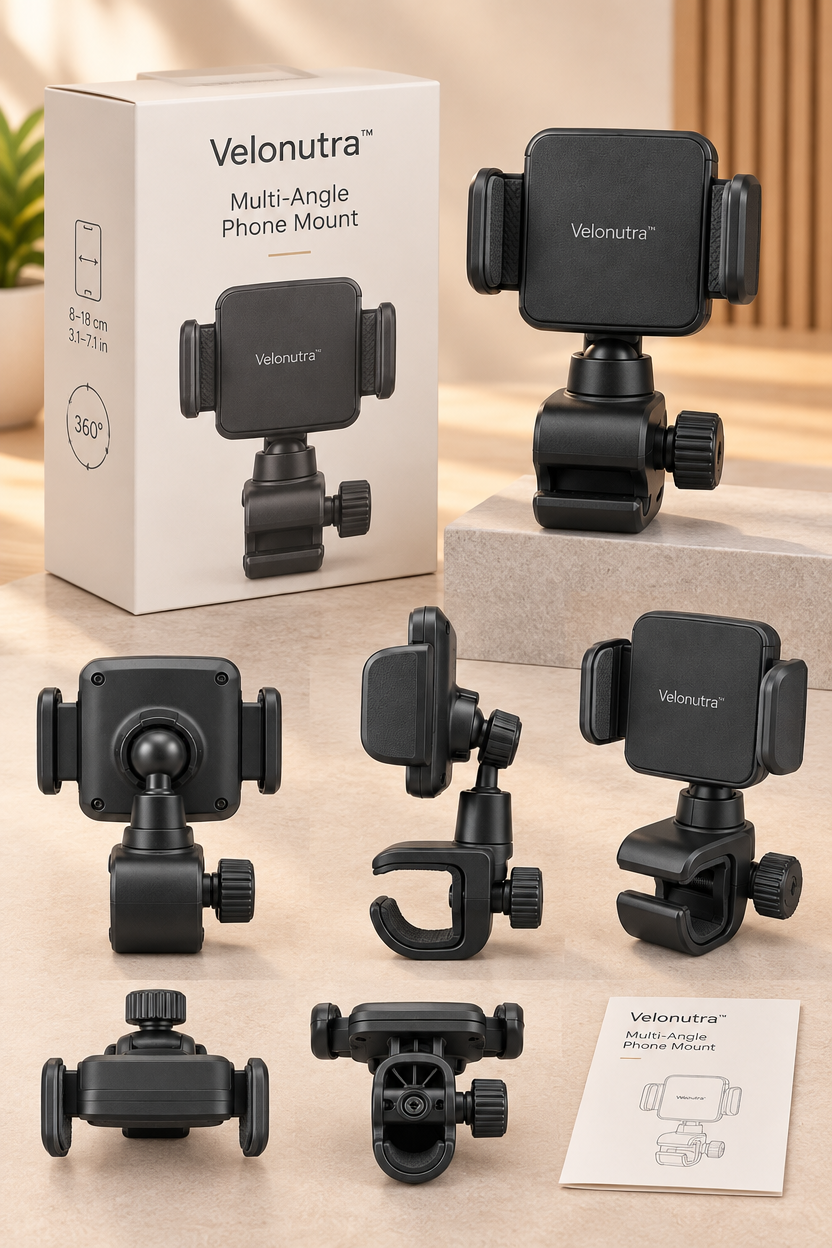 Velonutra™ Multi-Angle Phone Mount final packaged vehicle lifestyle scene