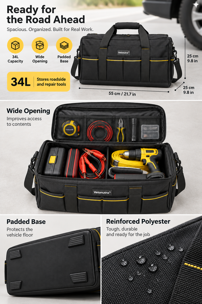 Velonutra™ Large Car Tool Storage Bag access capacity and functional details